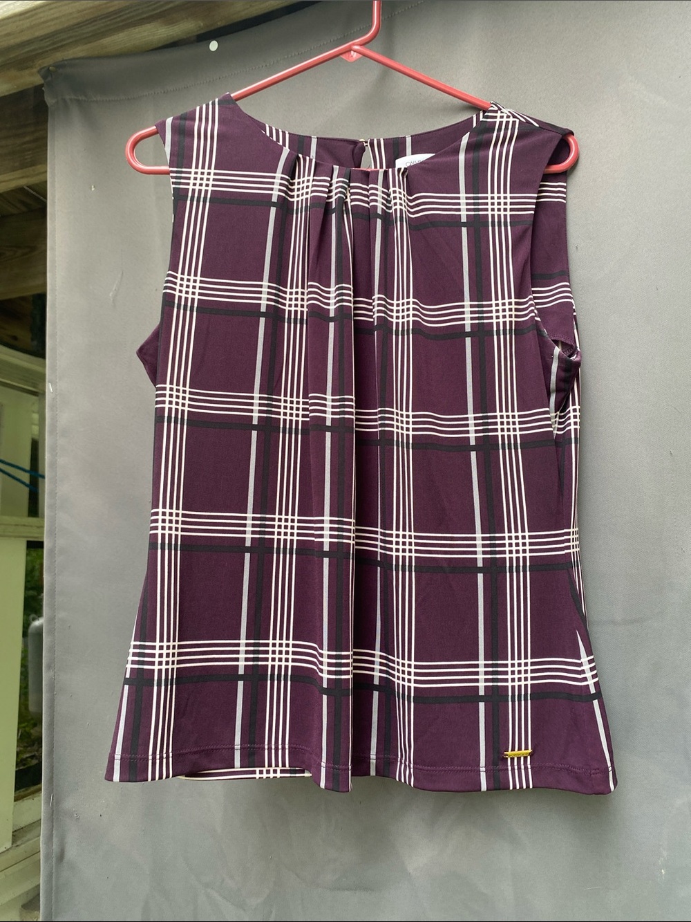 Calvin Klein Plum Plaid Sleeveless Camisole